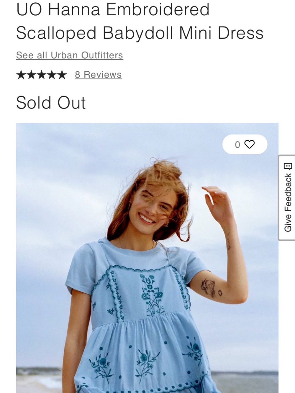 Urban Outfitters Blue Embroidered Babydoll Dress